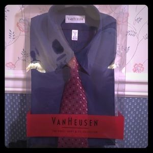 Van Heusen men’s business dress shirt & tie combo